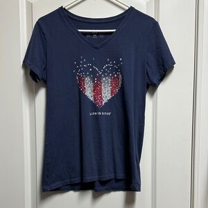 Life Is Good Navy T-Shirt with Heart Design